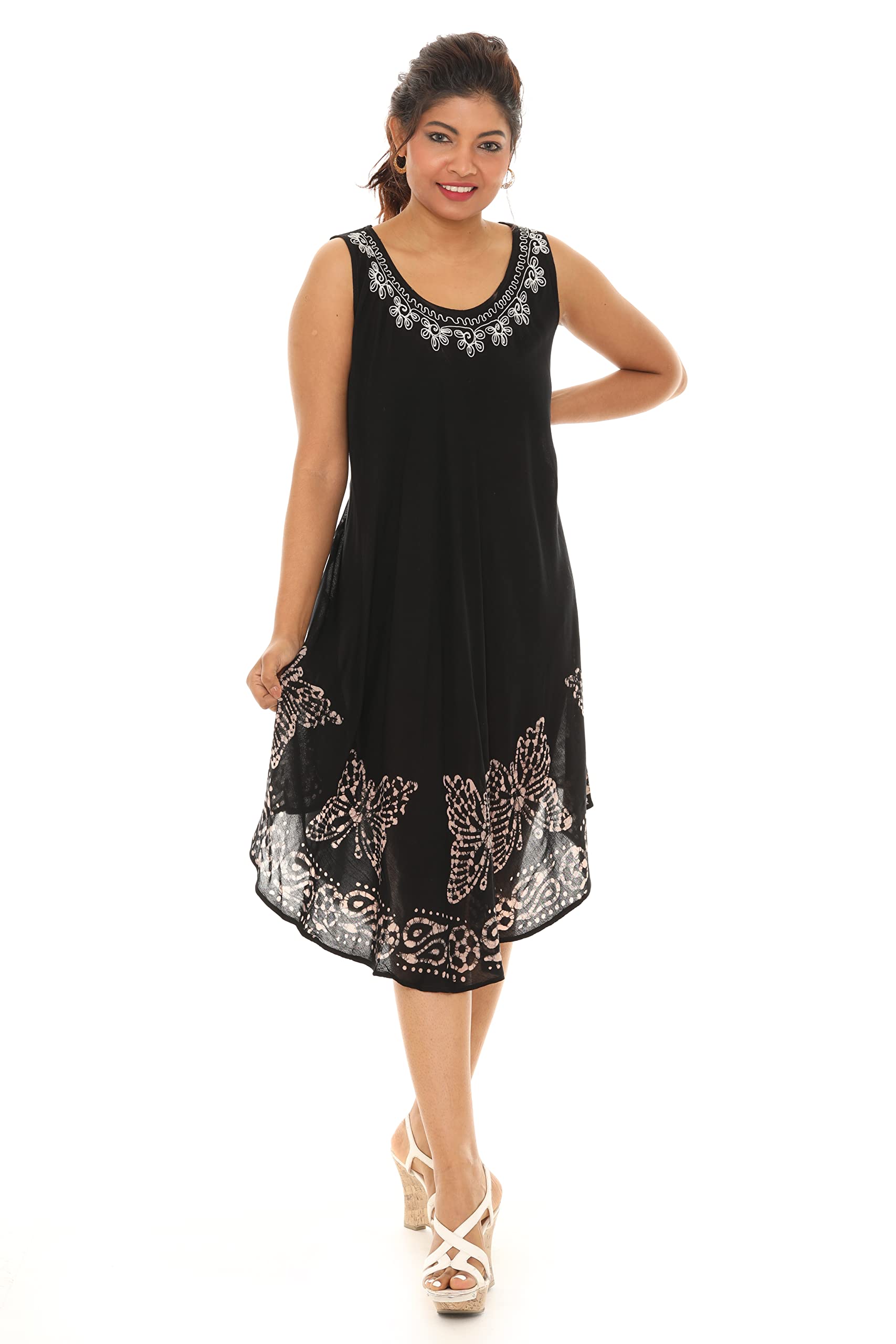 Women's Sleeveless Rayon Sundress - Casual Summer Tank Dress with Solid Color, Perfect for Beach Cover Up, Spring Outfits & Vacation Wear
