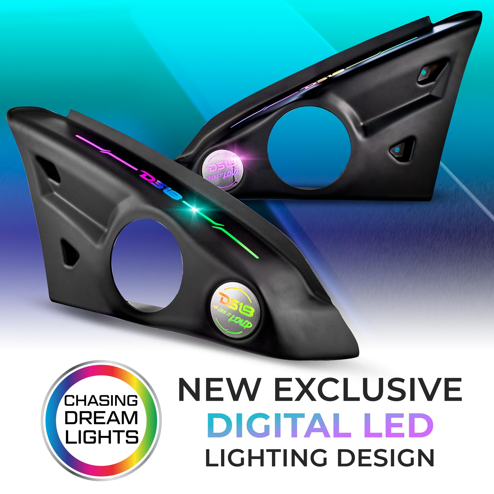 DS18 SLG-AR6V2 Polaris Slingshot Arm Rest Enclosure with Digital LED Lights (2015+ Models) - Fits 2X 6.5