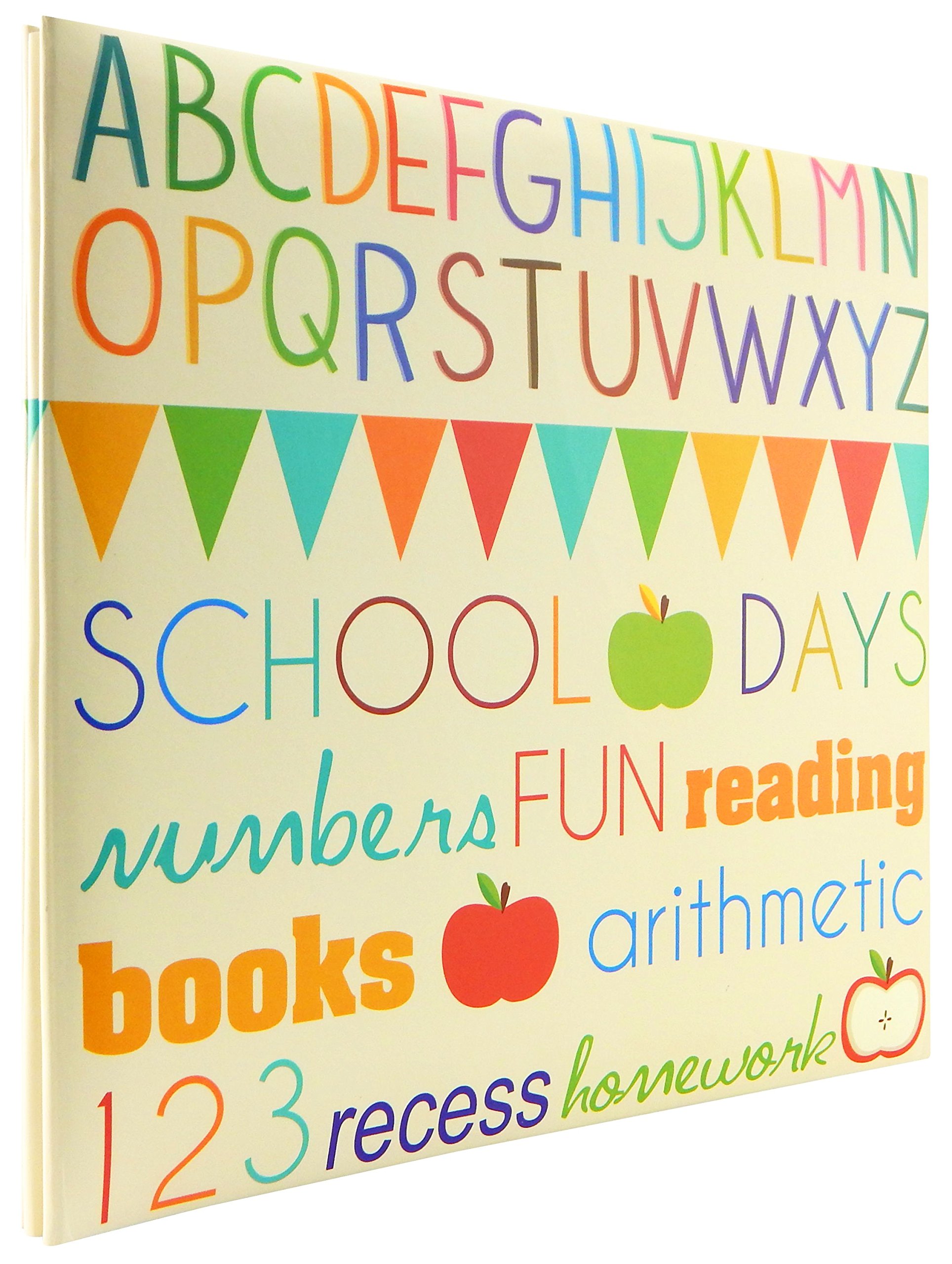 Elementary School Theme Scrapbook Album - 13.5x12.5 Inch with 12x12 Inch Pages (860090) in White | Perfect for School Memory Books, Teacher Gifts & Kids' Art Projects