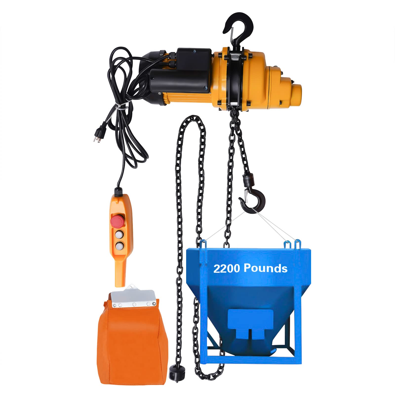 2200LBS Electric Chain Hoist with 3m Wired Remote Control - 110V Overhead Crane for Garage & Workshop - 1500W Heavy Duty Lifting System with Emergency Stop - 13ft Max Lifting Height - Perfect for Automotive Repair, Construction & Industrial Applications