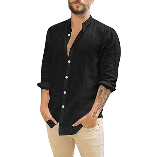 Men's Tan Linen Button-Down Shirt - Breathable Cotton Linen Blend Casual Shirt for Summer, Beach, Vacation & Tropical Wear - Perfect for Hawaii Holidays, Outdoor Events & Relaxing Getaways