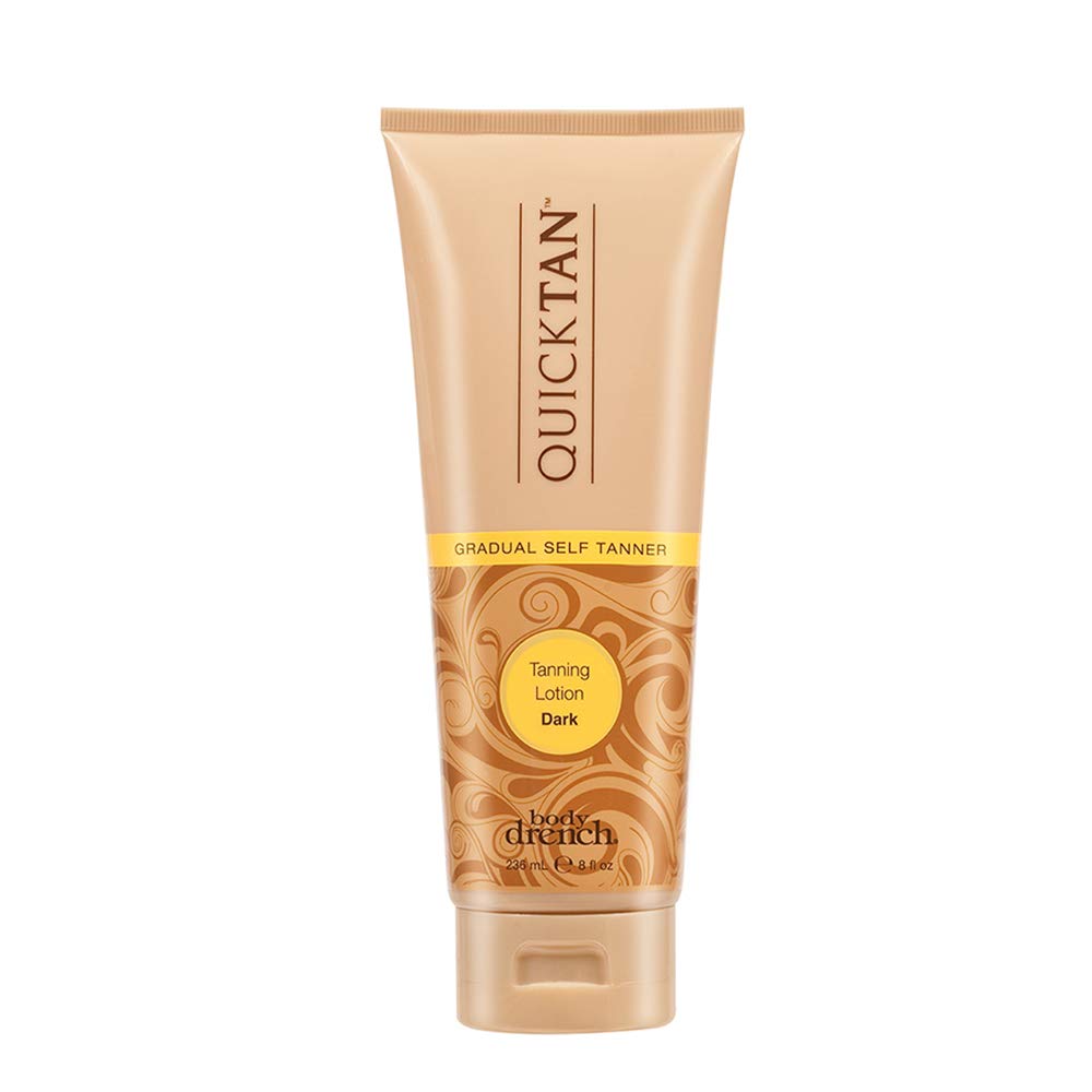 Body Drench Quick Tan Gradual Tanning Lotion - Sunless Self Tanner for Natural Bronze Glow | Mess-Free Application | Dark Shade 8 Fl Oz | Perfect for Beach, Vacation & Everyday Use