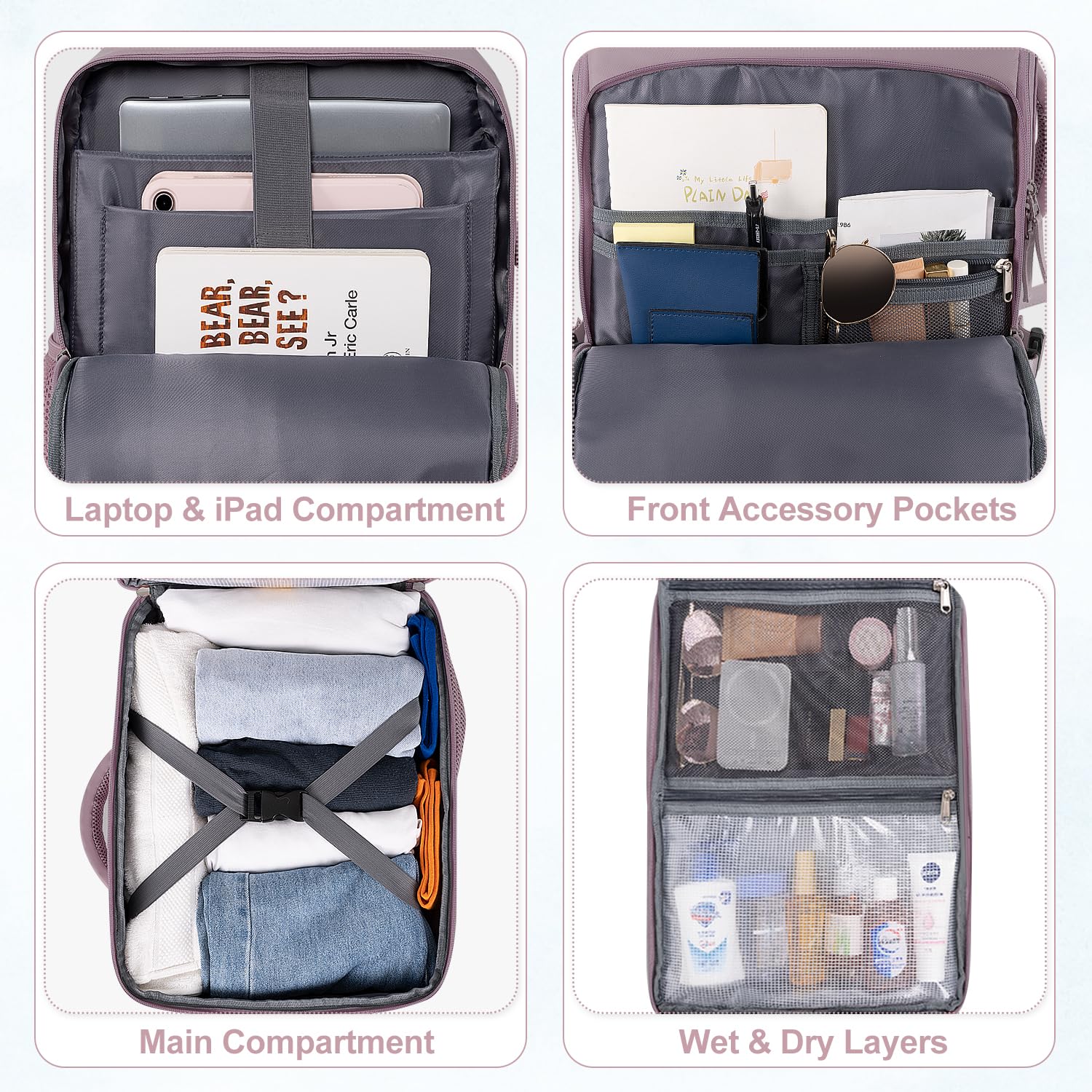 **Women's Travel Laptop Backpack - 16 Inch Flight Approved Personal Item Size, Multi-Pocket Waterproof College Computer Bag - Perfect for Air Travel, Commuting & Casual Daypack**
