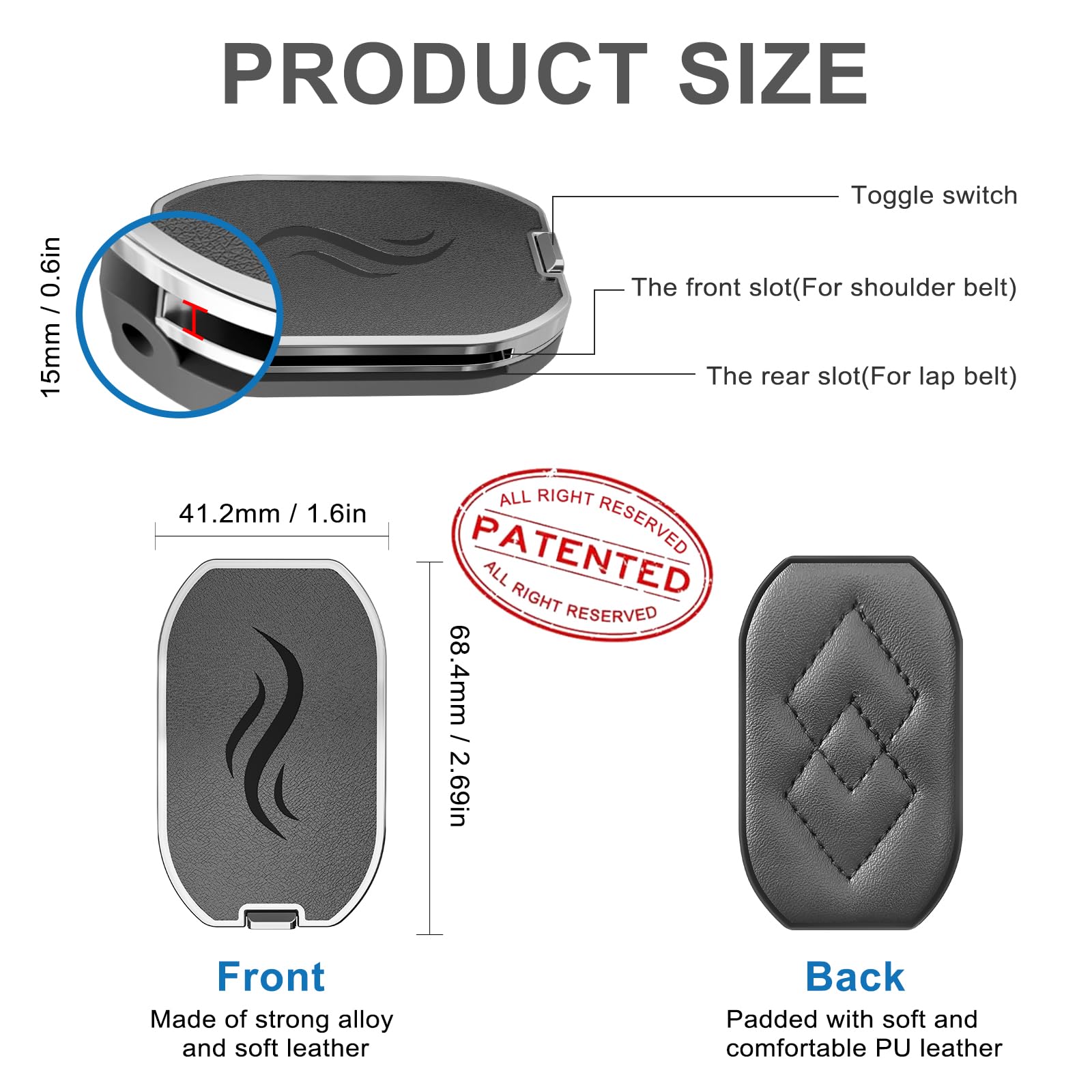 2 Pack Seat Belt Adjuster Clips for Adults - Shoulder Strap Comfort Cushion, Neck Relief Car Accessories | Perfect for Long Drives, Road Trips & Daily Commute