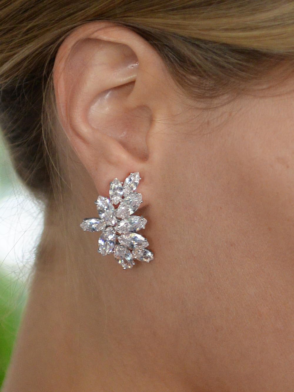 Elegant Mariell Cubic Zirconia Crystal Bridal Earrings - Marquis Cut CZ Curved Cluster Dangle Earrings for Wedding, Bridesmaid, Prom, Mother of the Bride | Perfect for Formal Events, Anniversary Gifts & Special Occasions