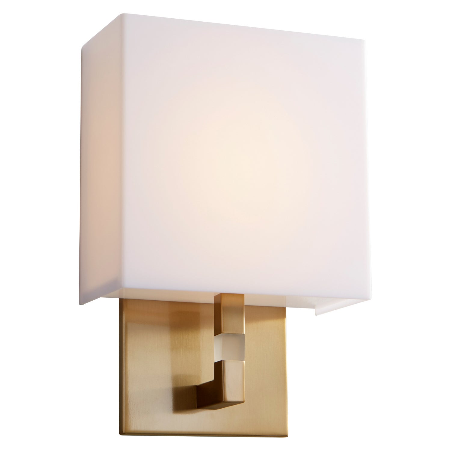 Oxygen Chameleon 3 521 40 Modern Wall Sconce - Aged Brass with Matte White Acrylic Shade - Perfect for Bedroom, Living Room, and Hallway Lighting Decor