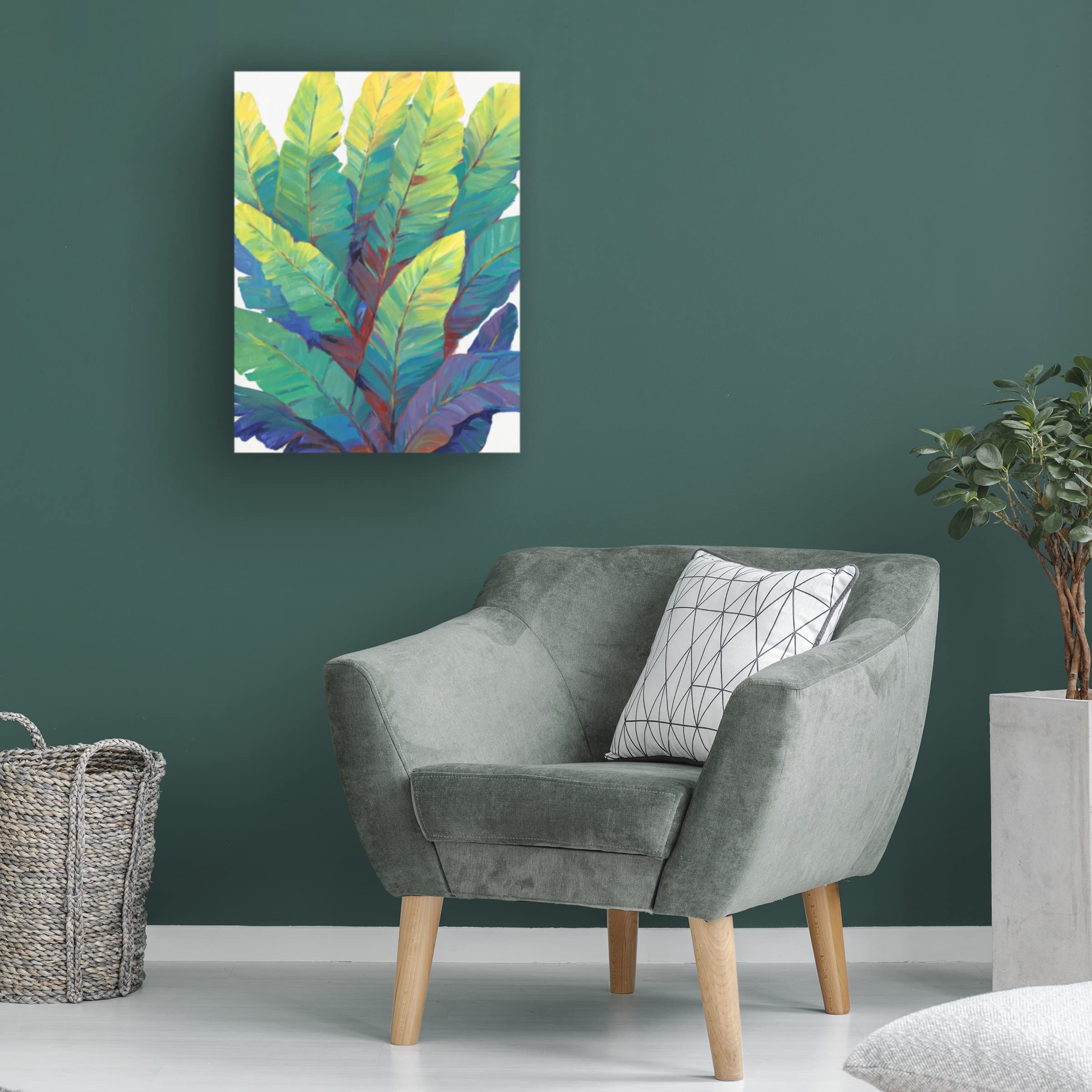 Trademark Fine Art 'Sunlit Banana Leaves II' Canvas Wall Art by Tim OToole - Tropical Botanical Painting for Living Room, Bedroom & Office Decor