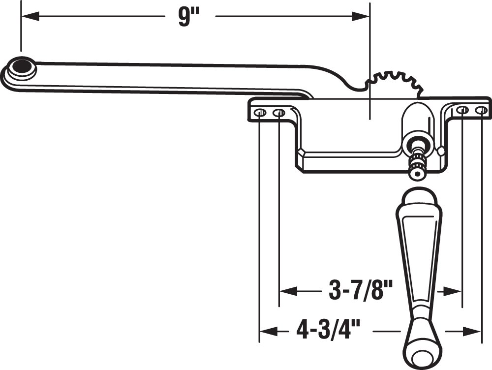 Prime-Line H 3711 9 Inch Diecast Casement Window Operator - Right Hand, Square Type (Single Pack) for Easy Window Operation & Home Ventilation