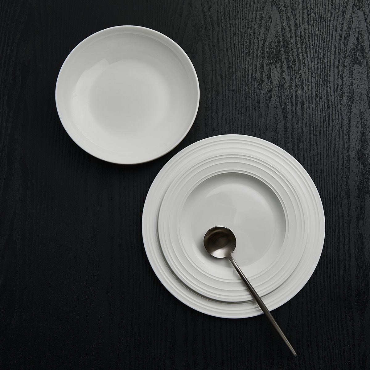 Swirl Bone 12-Piece Dinnerware Set with Pasta Bowls - Service for 4 - Elegant Tableware for Family Dinners & Entertaining Guests
