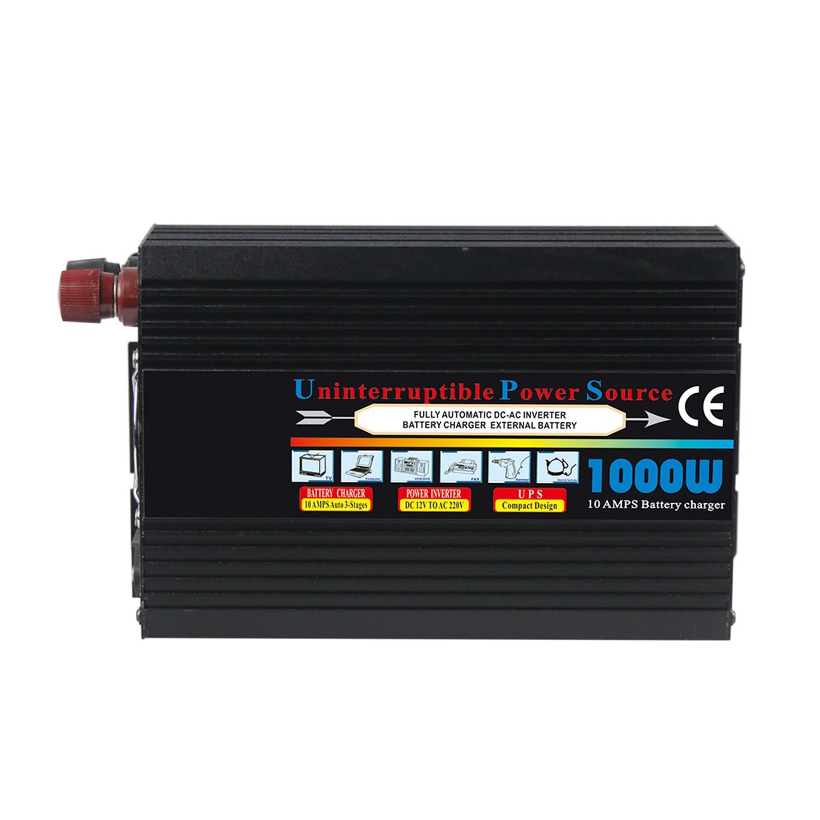 1000W Pure Sine Wave UPS Uninterruptible Power Supply with Charging Function & Voltage Display - 12V/220V for Home Office, Server Backup & Emergency Power Outages
