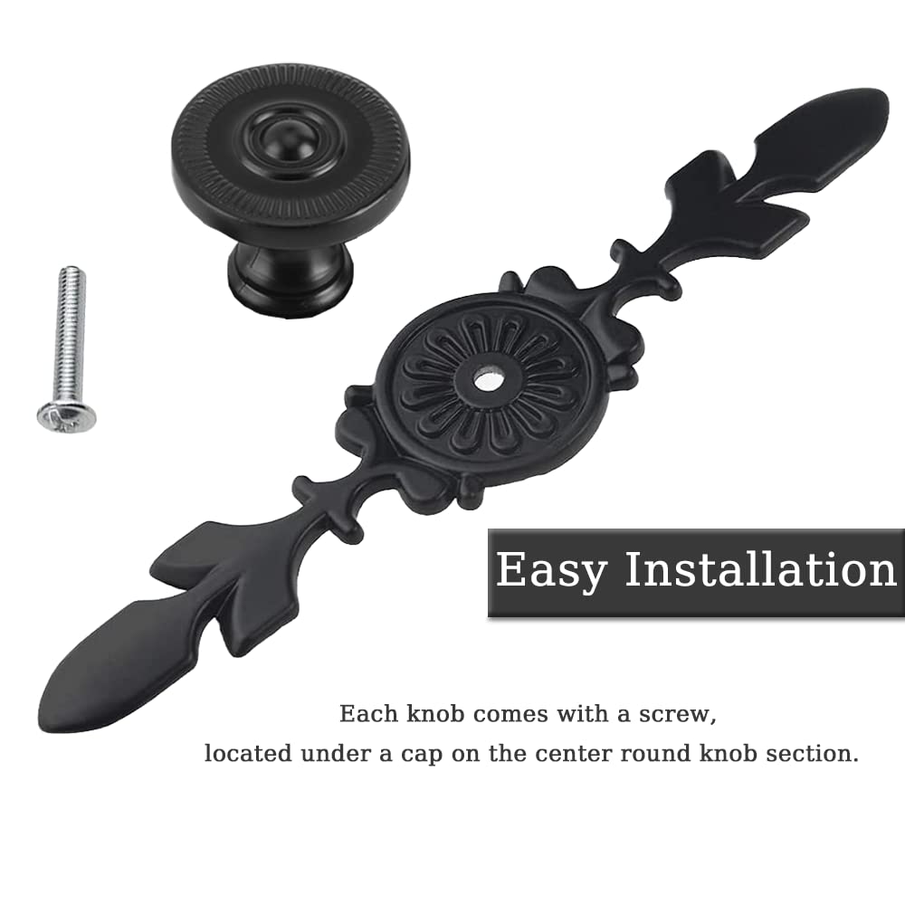Vintage Black Kitchen Cabinet Knobs - 4.7