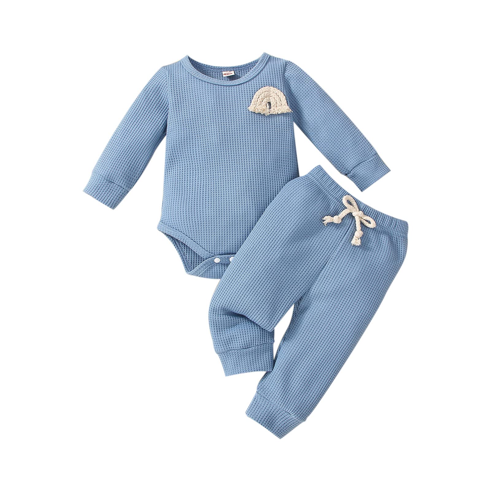 Adorable Winter Baby Romper Outfits - Soft Waffle Knit Long Sleeve Jumpsuit with Pants for Newborn Boys & Girls | Cozy Infant Clothing for Playtime & Family Photos