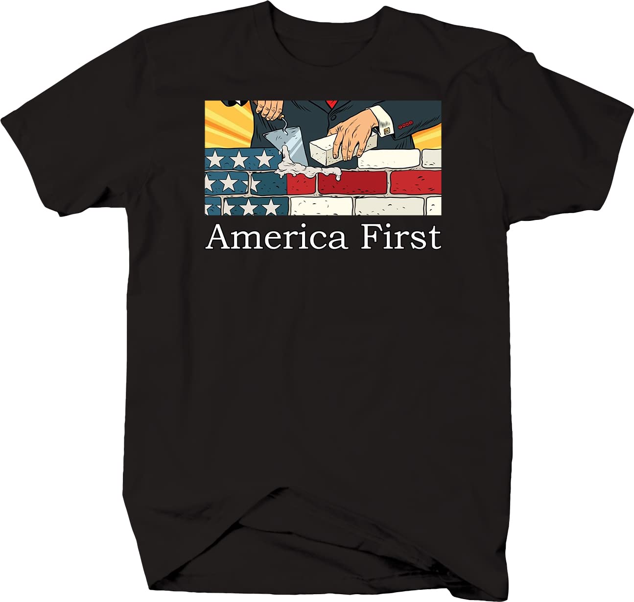 American Flag Patriotic T-Shirts for Men - Black Cotton Short Sleeve Tee - Perfect for 4th of July, Veterans Day & Everyday Wear