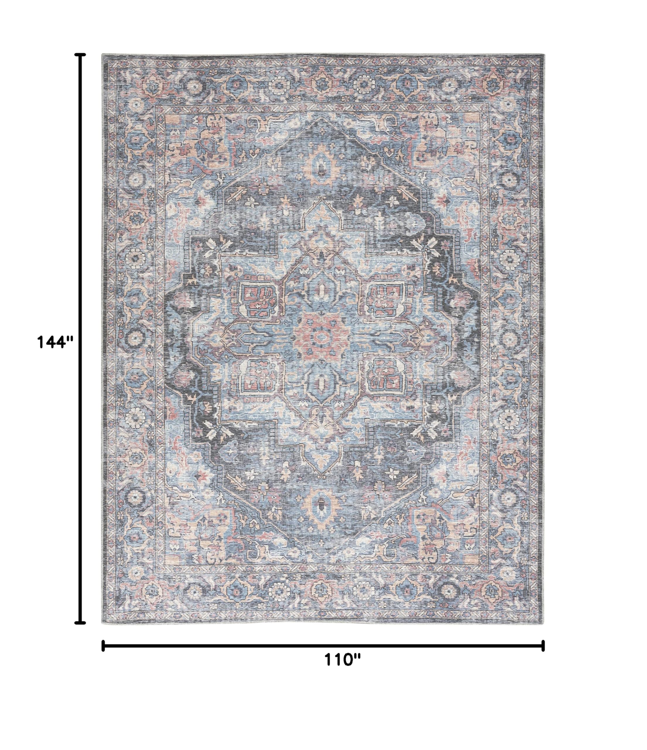 Nicole Curtis Machine Washable Bohemian Light Blue Multi 9'2