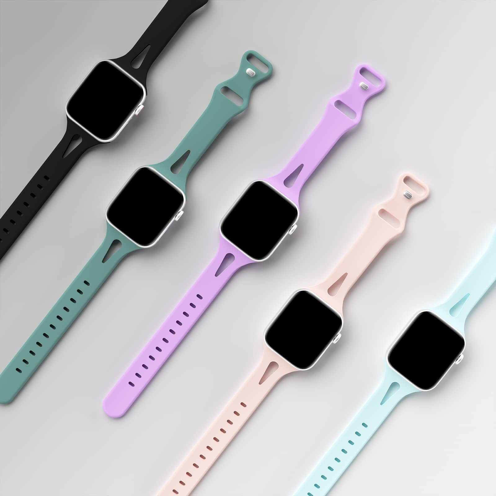 Sport Watch Band Compatible with Apple Watch 38mm 40mm 41mm 42mm 44mm 45mm - Soft Silicone Replacement Strap for iWatch Series SE/7/6/5/4/3/2/1 - Waterproof, Slim Design for Men, Women & Kids - Perfect for Running, Swimming & Daily Wear