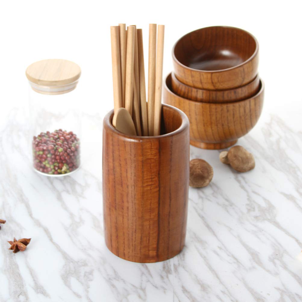 Wooden Chopsticks Organizer - Kitchen Utensil Holder for Spoons & Forks - Perfect for Countertop Storage