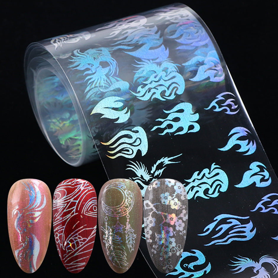 Holographic Laser Nail Foil 10 Sheets - Metallic Chrome Nail Art Decoration for DIY Manicure - Perfect for Nail Salon, Home Use, Parties & Special Occasions