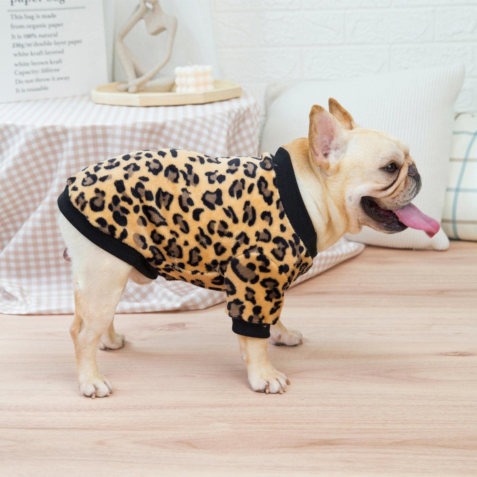 2 Packs Leopard Print Flannel Dog Pajamas for Small Dogs - Warm Fleece Puppy Pjs & Cozy Winter Dog Clothes - Perfect for Indoor Lounging, Cold Weather, and Holiday Pet Photos