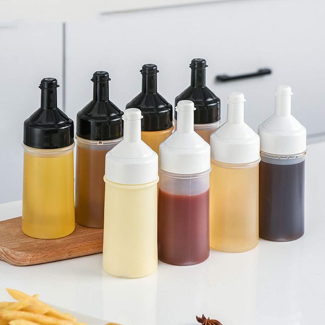 8.5oz (250ml) Plastic Squeeze Bottle for Condiments - Ketchup, Mayonnaise, Mustard, Hot Sauce & Olive Oil | Durable Leak-Proof Sauce Dispenser for Kitchen, BBQ, Restaurants & Food Service (Black)
