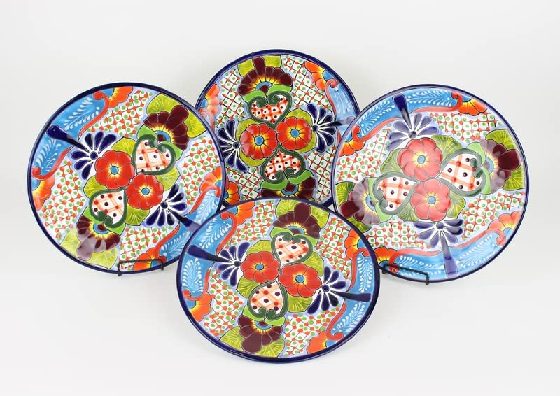 Hand-Painted Talavera Plates - Authentic Mexican Dinnerware Set, Colorful Ceramic Dish Set for Dining & Decor (12-Inch Large Plates) - Perfect for Mexican-Themed Parties, Home Decor & Gifts