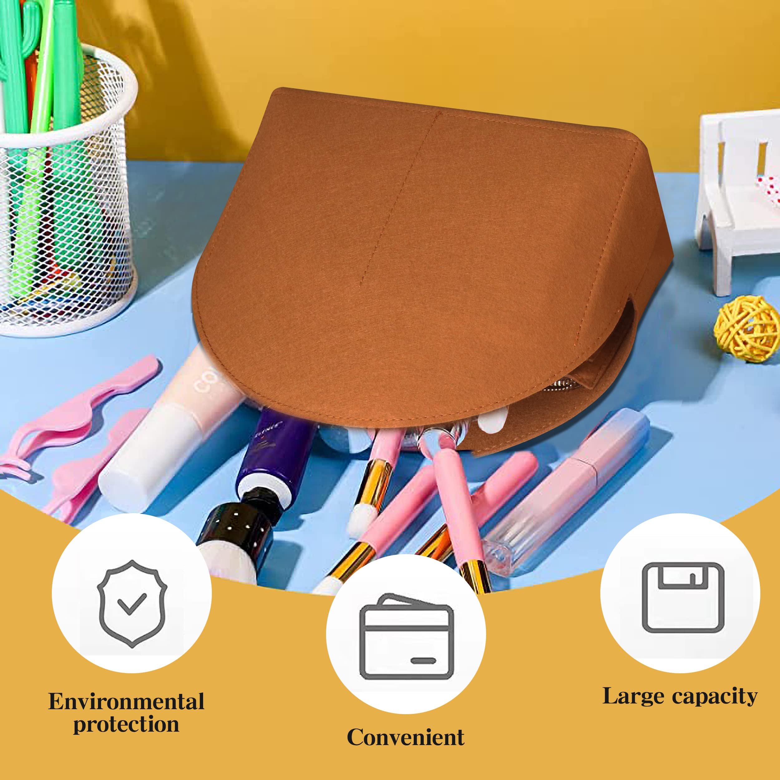 Felt Purse Organizer Insert with Zipper - Bag Organizer for Louis Vuitton Alma BB PM & Tote Bags - Handbag Shell Shaper (Brown) | Perfect for Travel, Work & Daily Organization