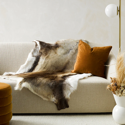 Natural Grey/Brown Reindeer Hide - Large Size Premium Quality for Home Decor, Rug, or Wall Hanging | Perfect for Cabin, Lodge & Rustic Interior Design