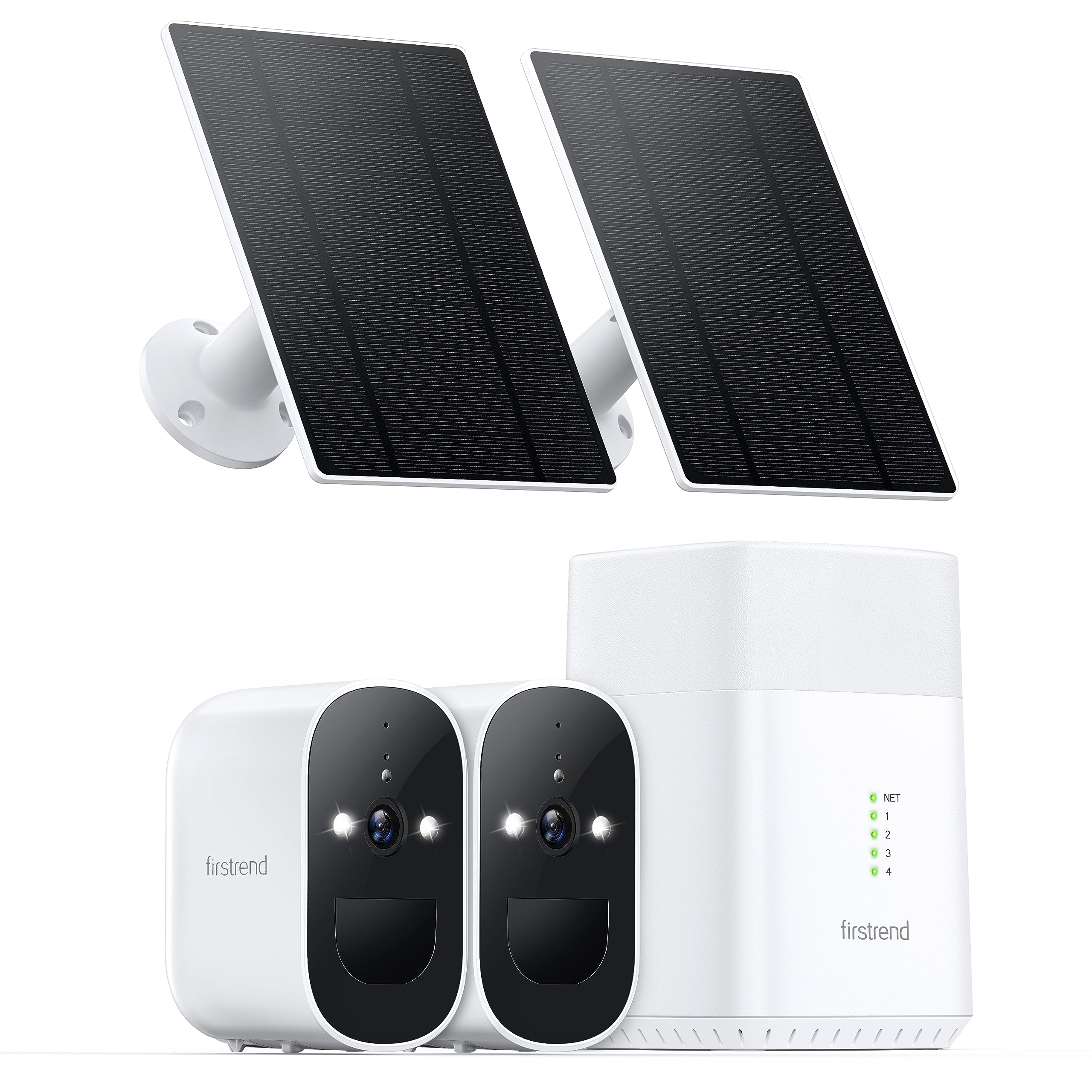 Firstrend 2K Solar Security Camera Wireless Outdoor with Floodlight - Color Night Vision, PIR Motion Detection & Two-Way Audio - Solar Powered WiFi Home Security System for Yard, Garage & Front Door Surveillance