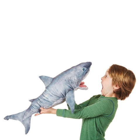 Folkmanis Great White Shark Hand Puppet - Realistic Shark Toy for Kids, Storytelling & Educational Play - Perfect for Classroom, Birthday Gifts & Imaginative Play