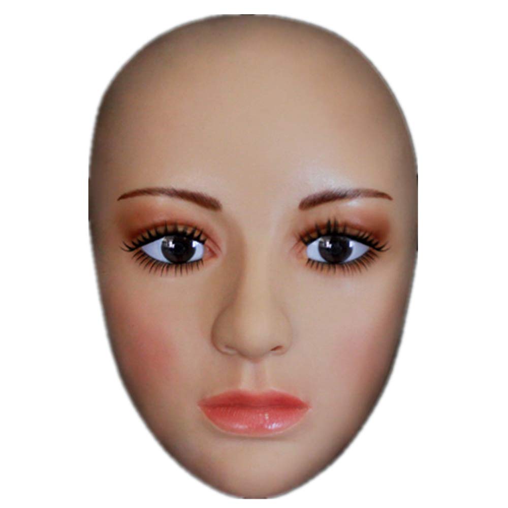 Realistic Female Silicone Head Mask - Handmade Soft Makeup Mask for Crossdress, Cosplay & Transgender - Perfect for Halloween, Costume Parties & Theatrical Performances
