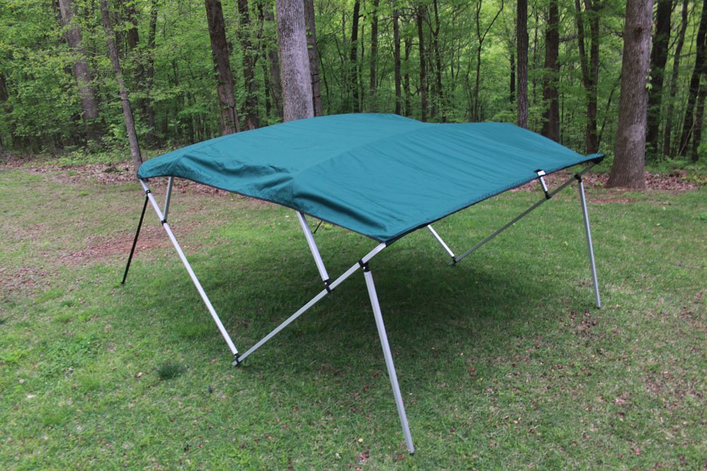 VORTEX 4 Bow Pontoon Boat Bimini Top - 8ft Green Square Tube Frame (Fits 97-103
