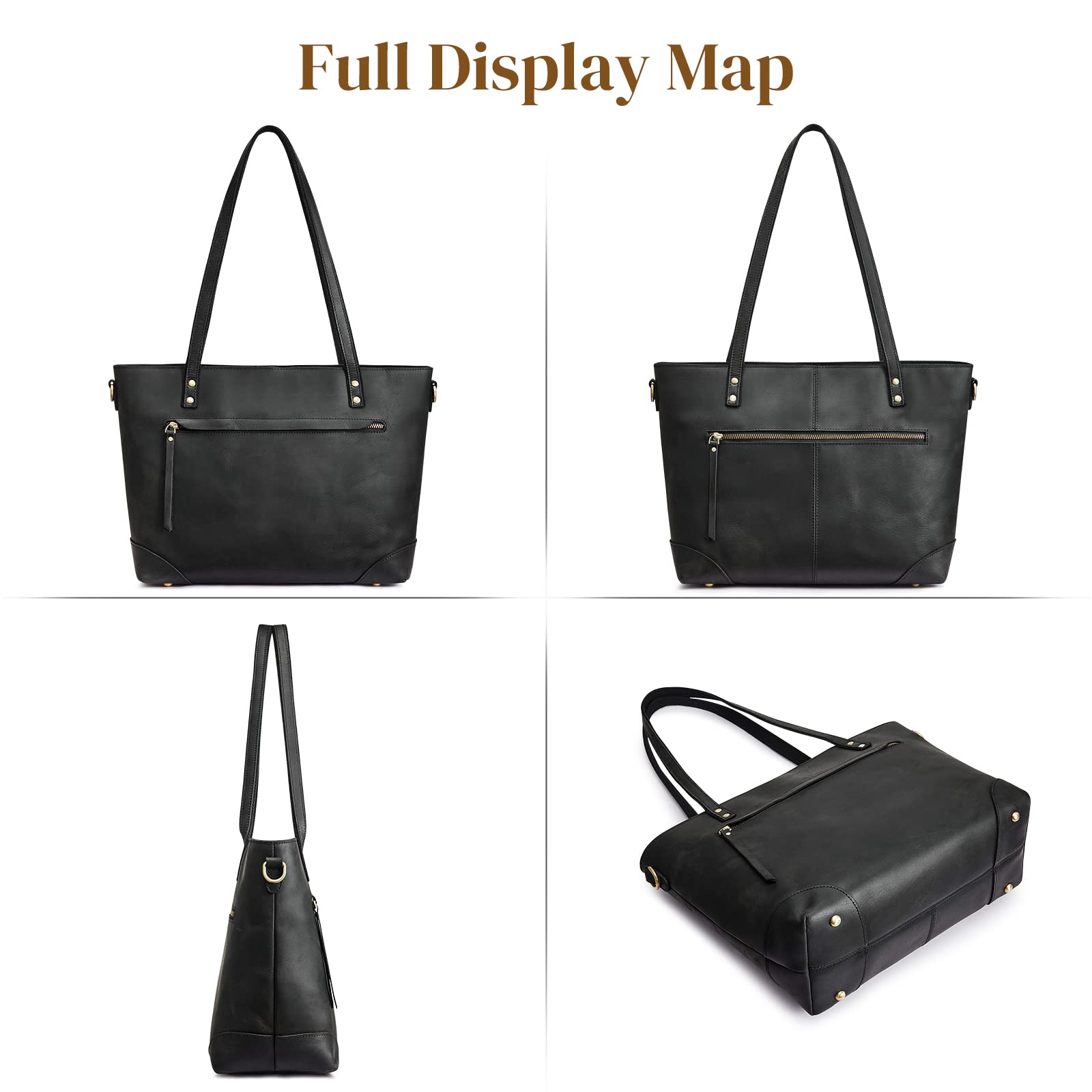 Genuine Leather Tote Bag for Women - Stylish Work Shoulder Bag & Crossbody Purse with Multiple Pockets | Perfect for Office, Travel & Everyday Use