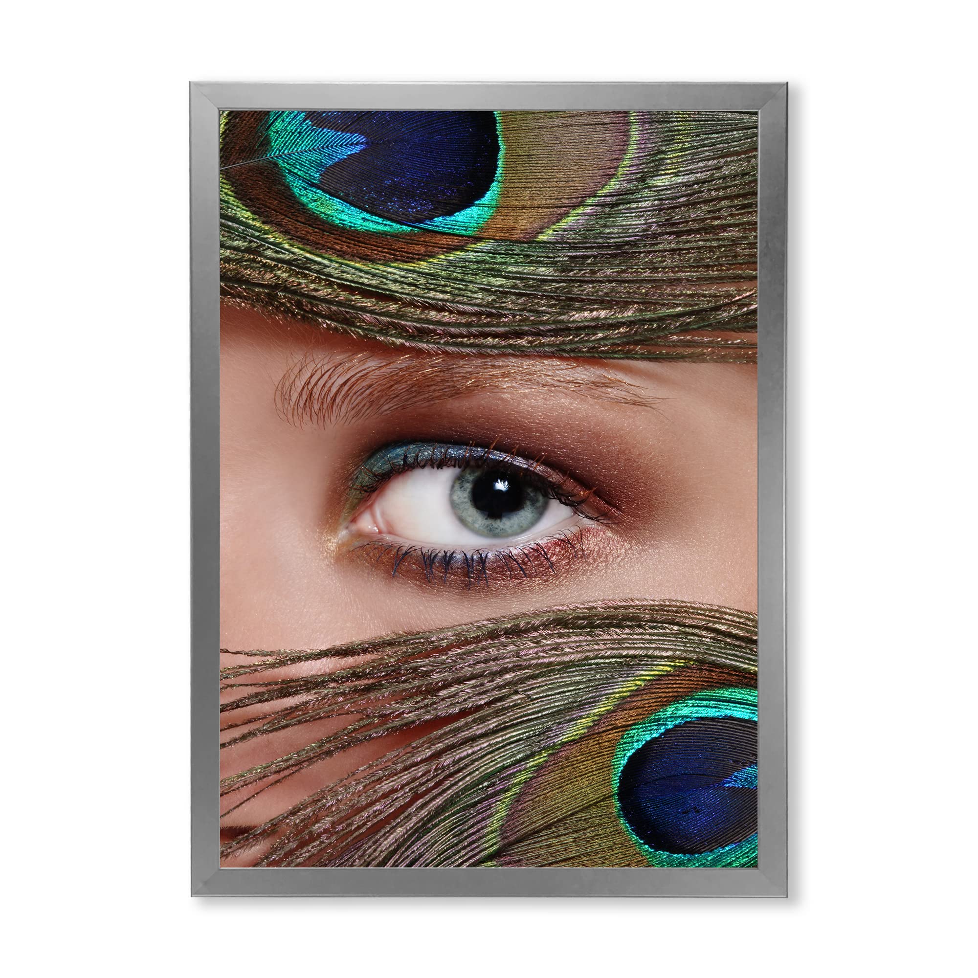 Bohemian Peacock Feather Wall Art - Handmade Framed Eye Design for Living Room, Bedroom & Office Decor | Unique Eclectic Home Decor Gift