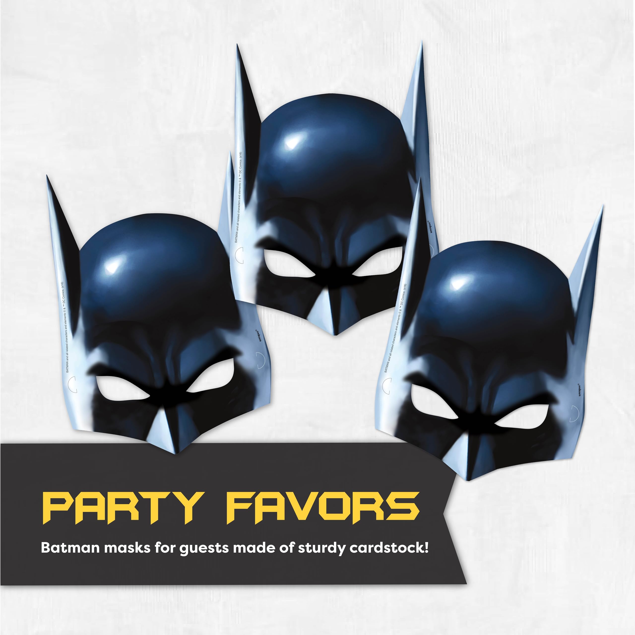 Batman Birthday Party Supplies & Decorations Kit - Balloons, Banner, Table Cover, Masks, Plates, Cake Plates, Napkins, Cups, Buttons | Perfect for Superhero Themed Birthday Parties, Kids Celebrations & Batman Fan Events