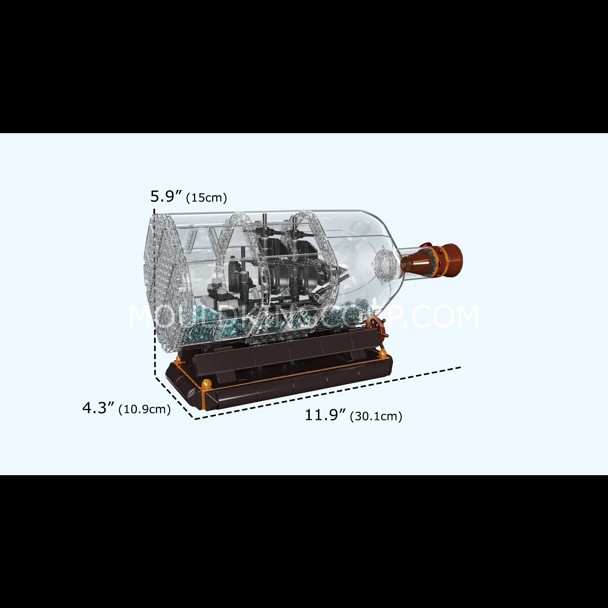 Mould King 10070S 822-Piece Ship in a Bottle Model Building Kit | DIY Nautical Decor | Perfect for Home Display, Office Decor & Gift for Adults & Teens