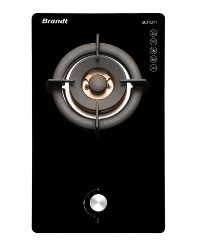 Brandt TG2231BBP 30cm Black Gas Hob with Battery/Electric Ignition - Perfect for Modern Kitchens, Apartments & Outdoor Cooking