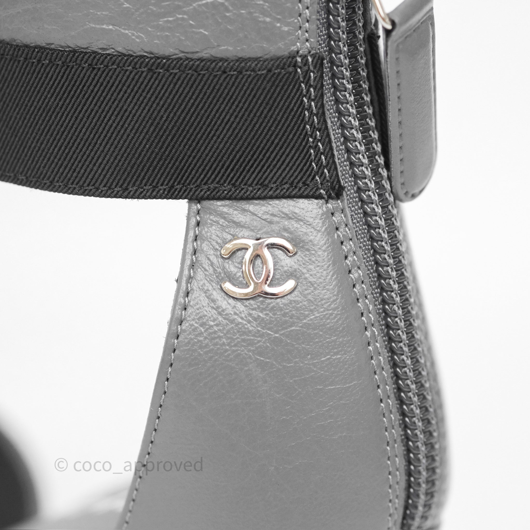 Chanel Cap Toe Bow Ankle Strap Sandals - Grey & Black Lambskin Leather - Perfect for Summer Weddings & Evening Events