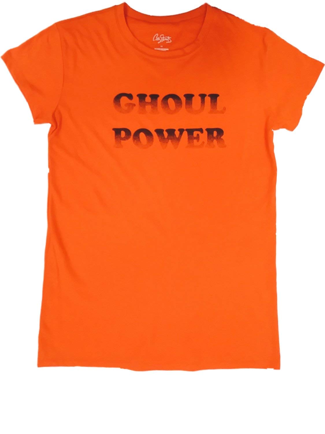 City Streets Junior Women's Orange & Faded Black Ghoul Power Halloween T-Shirt | Cute Spooky Graphic Tee for Trick-or-Treating, Costume Parties & Fall Festivals