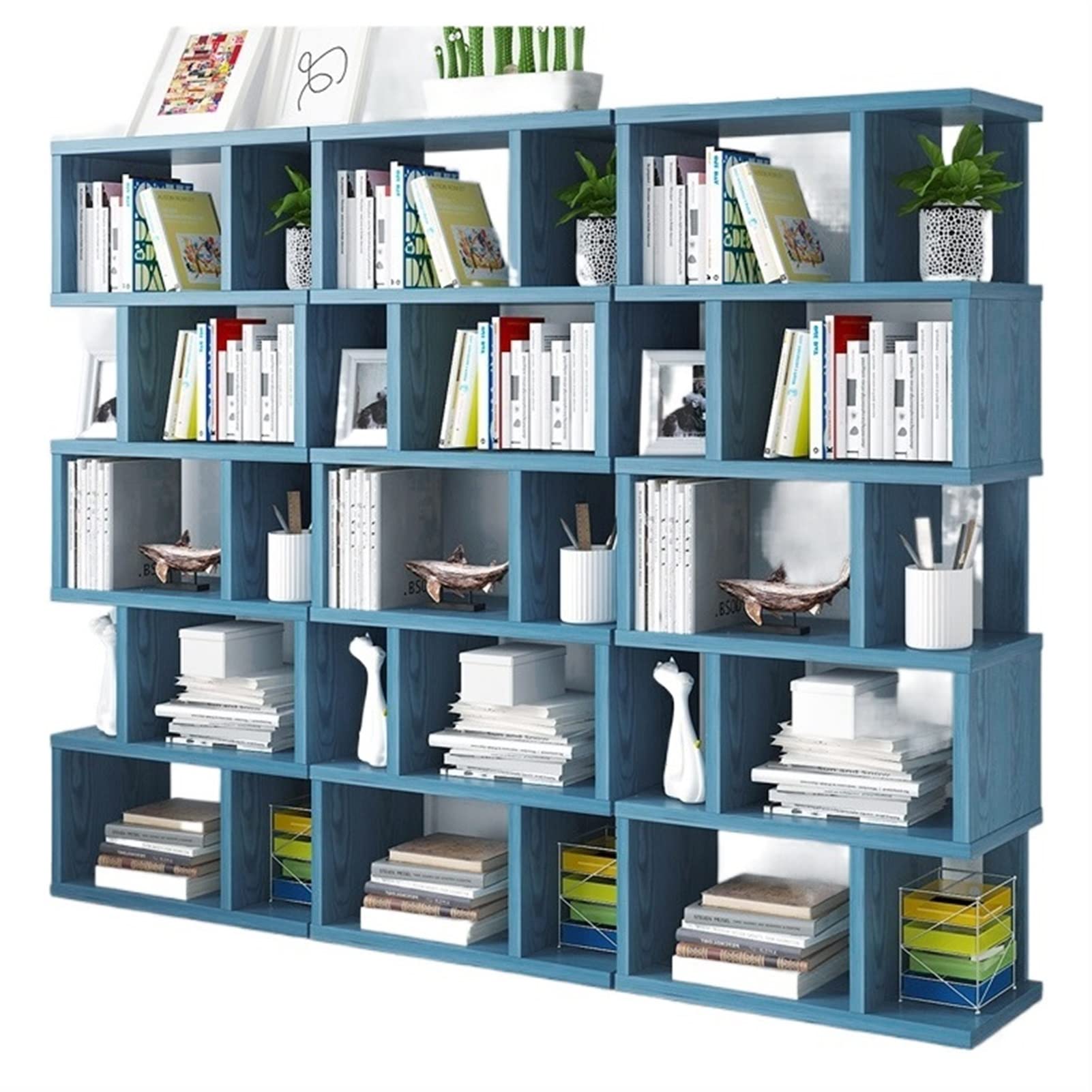 JUN-STORE 180x20x158cm Bookshelf Display Case - Simple Student Storage Rack for Living Room & Bedroom - Modern Home Office Organization Shelf (Use for Books, Decor, Toys Storage in Dorm, Study or Kids Room)