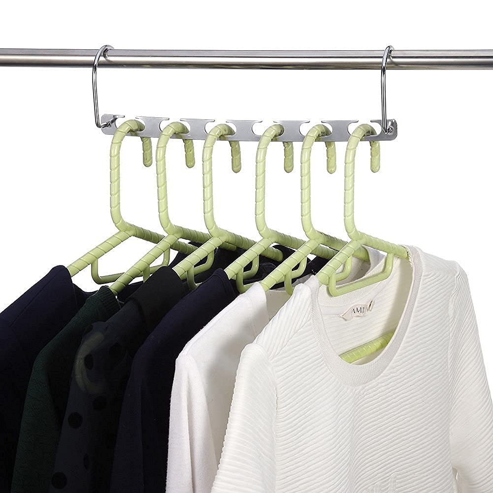 TOPIND 12-Hole Stainless Steel Magic Hangers - Space Saving Closet Organizer for Heavy Clothes (Pack of 4/6/8/10) | Wardrobe Storage Solution for Jackets, Pants & Coats