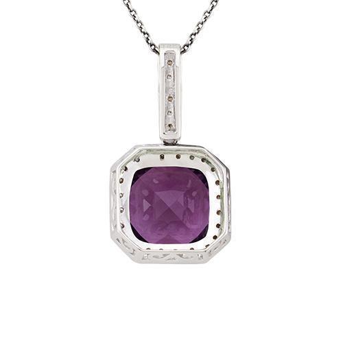 14K White Gold Diamond Amethyst Pendant Necklace for Women - Elegant Purple Gemstone Jewelry Gift for Birthday, Anniversary & Special Occasions
