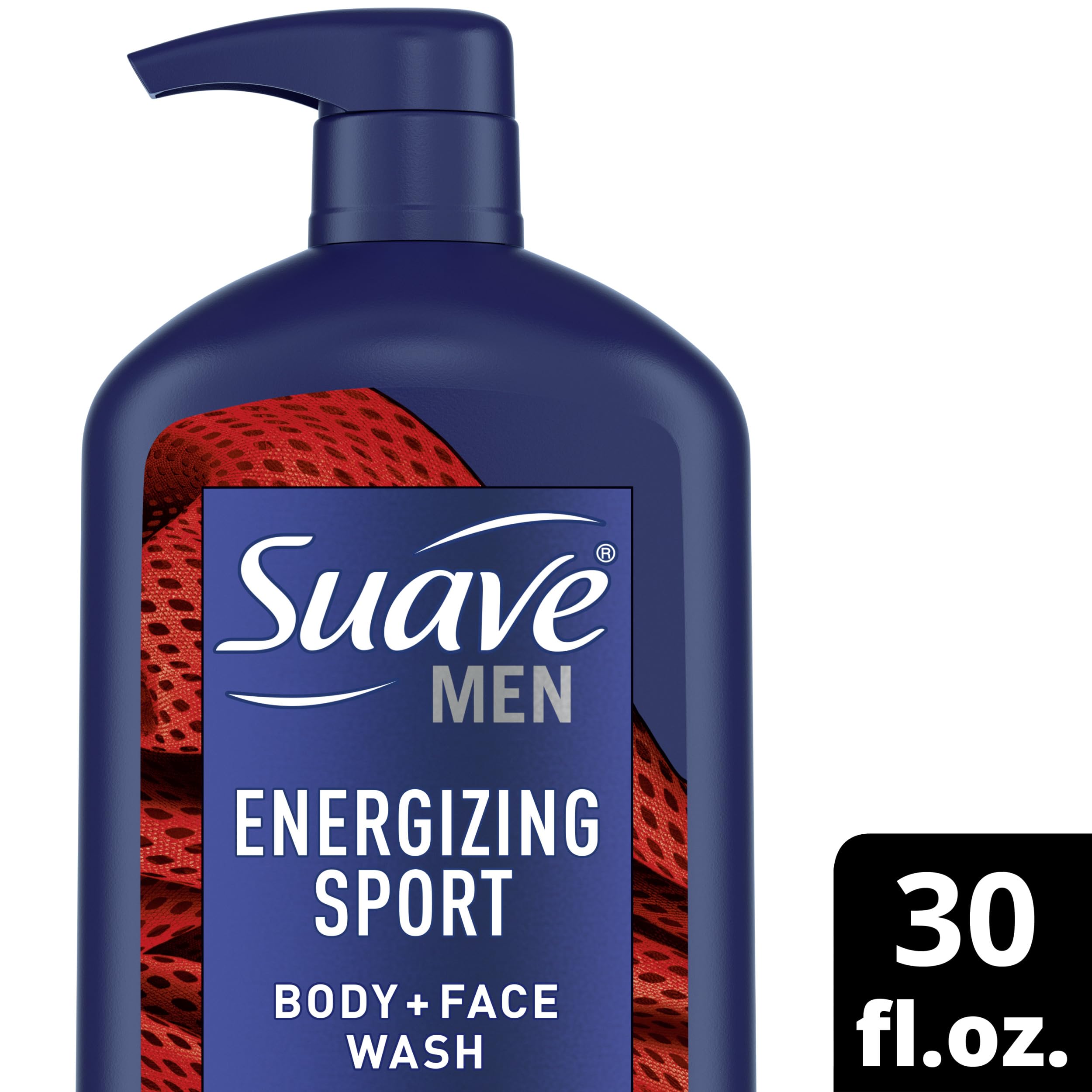 Suave Men Face & Body Wash for Men - Energizing Sport Scent, 30 oz - Refreshing Shower Gel for Gym, Workout & Active Lifestyle