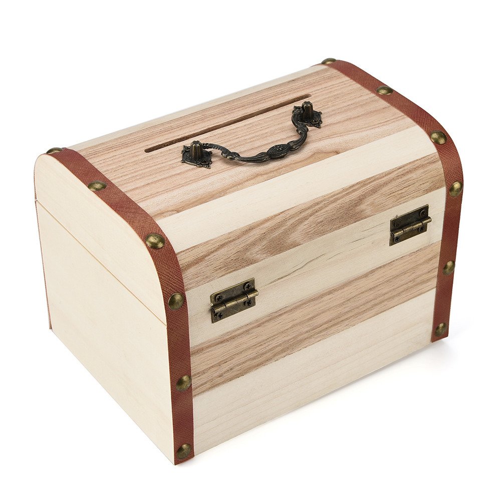 Handmade Wooden Piggy Bank with Lock - Safe Money Box for Kids & Adults - Wood Carving Savings Box for Home, Office, or Gift Giving