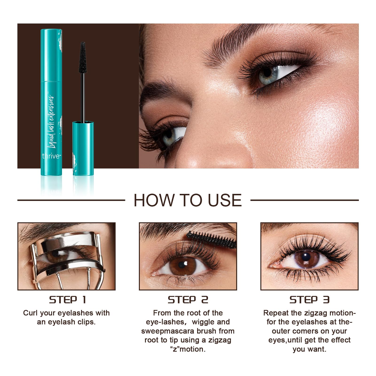 Thrive Mascara Liquid Lash Extensions - Premium Waterproof & Smudge-Proof Volumizing Mascara for Natural Looking Thick, Long Lashes That Last All Day (Rich Black) | Perfect for Everyday Wear, Special Occasions & Photos