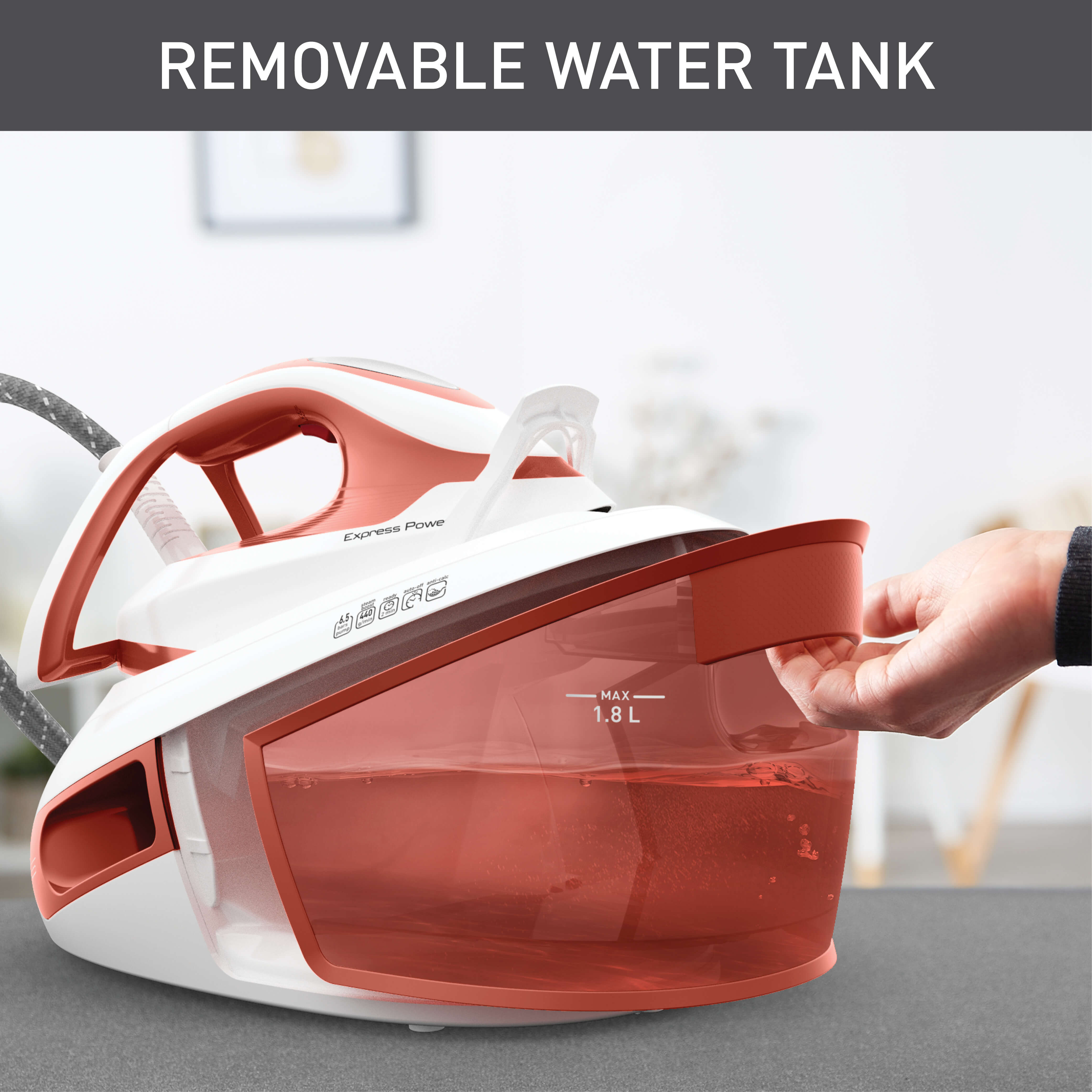 Tefal SV8110 Express Power Anti-Calc Steam Station - Powerful Steam Iron for Clothes, Quick Heating & Anti-Scale Technology - Perfect for Home, Office & Travel Use