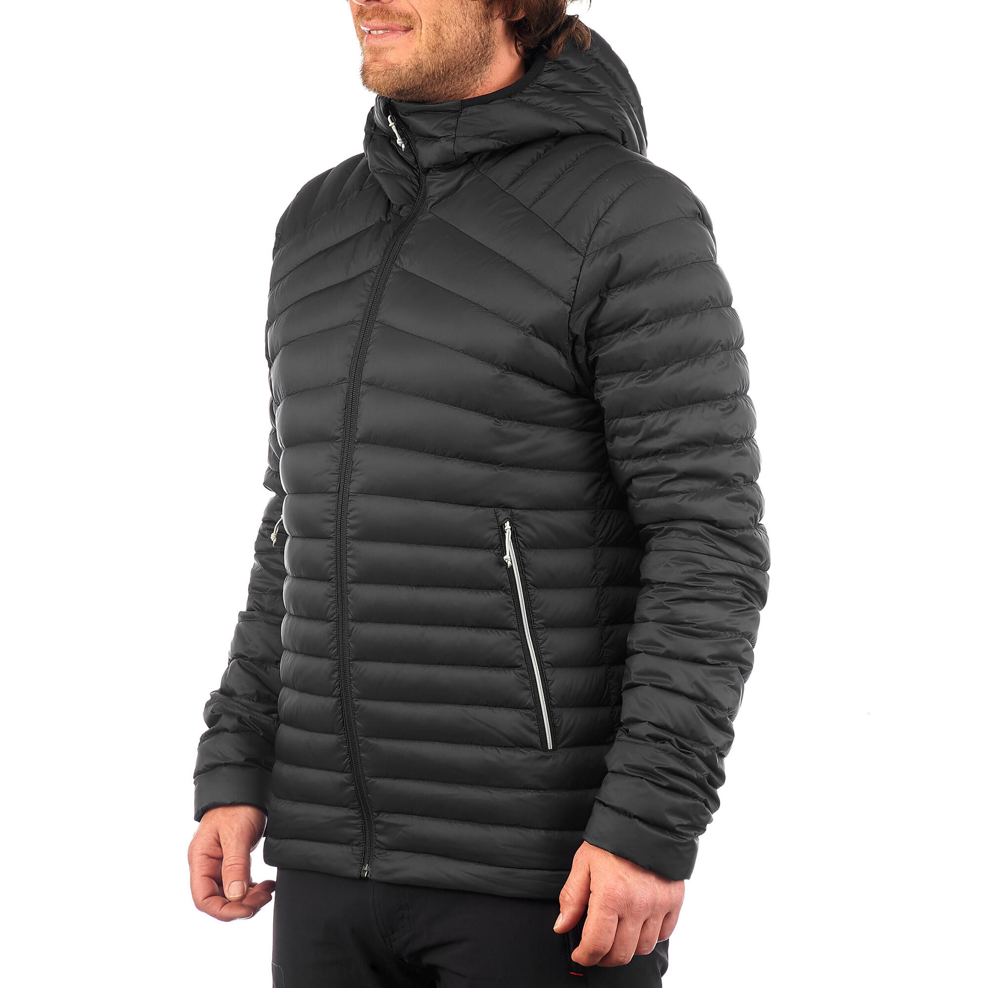 Forclaz Men's MT100 Hooded Down Puffer Jacket - Lightweight Winter Coat, Waterproof & Windproof, Warm Insulated Outdoor Jacket for Hiking, Skiing & Cold Weather Activities