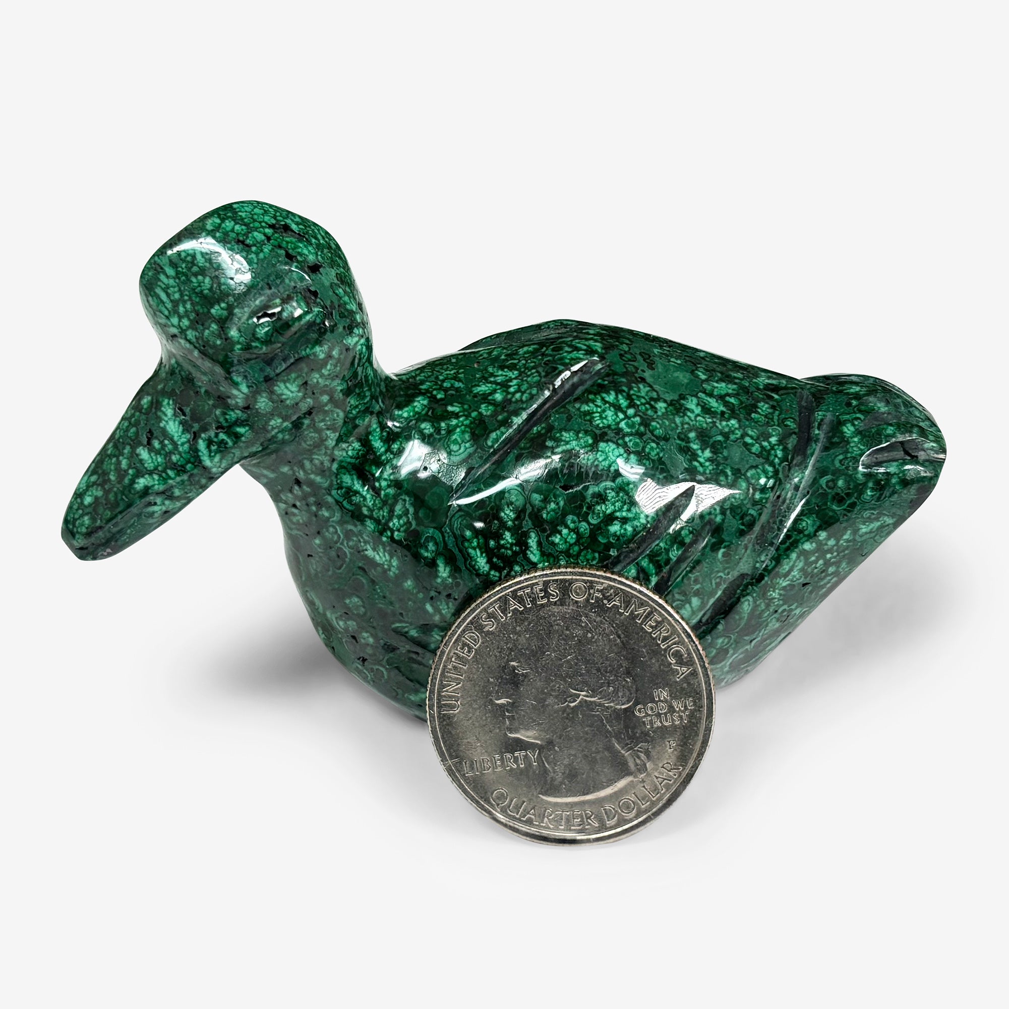 Hand Carved Malachite Duck Figurine - Natural Gemstone Crystal Animal Statue for Home Decor, Collectible Gift, Feng Shui & Meditation Use