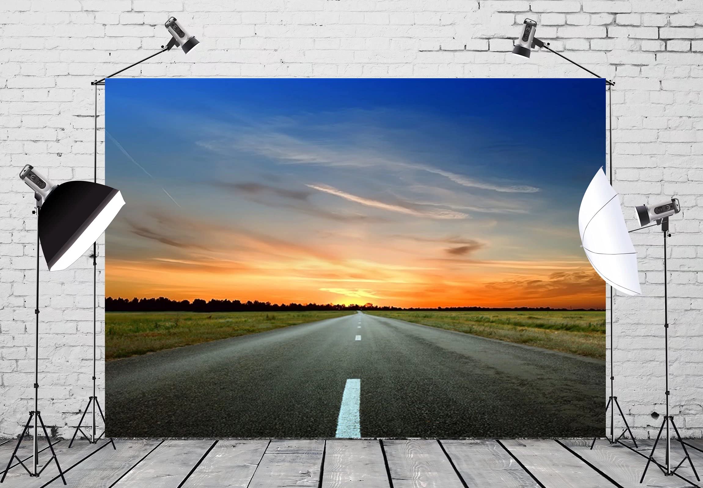 7x5ft Classic Car Fabric Highway Backdrop - Travel, Birthday Party, Baby Shower & Photo Booth Decoration | Kids & Men Sports Photography Background for Events, Social Media Content & Home Decor