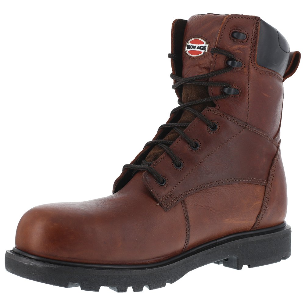 Iron Age Men's Hauler 8-Inch Composite Toe Work Boots - Safety Shoes for Construction & Industrial Work, Comfortable Brown Casual Work Boots for Warehouse, Factory & Outdoor Jobs