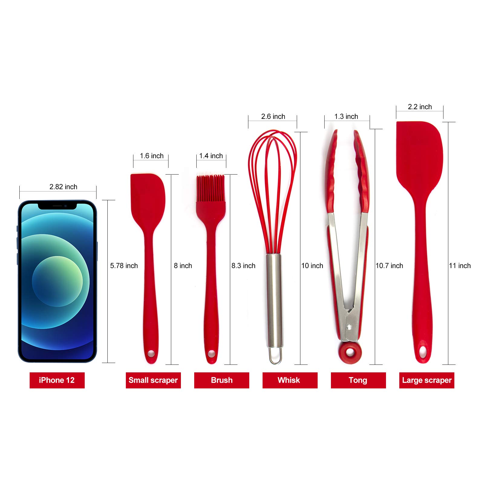 Premium 15-Piece Silicone Kitchen Utensil Set - Nonstick Cooking Tools with Spatula, Spoon & Whisk - Heat Resistant & Dishwasher Safe Cookware Gadgets for Baking, Mixing & Frying - Ideal for Home Chefs & Cooking Enthusiasts (Red)