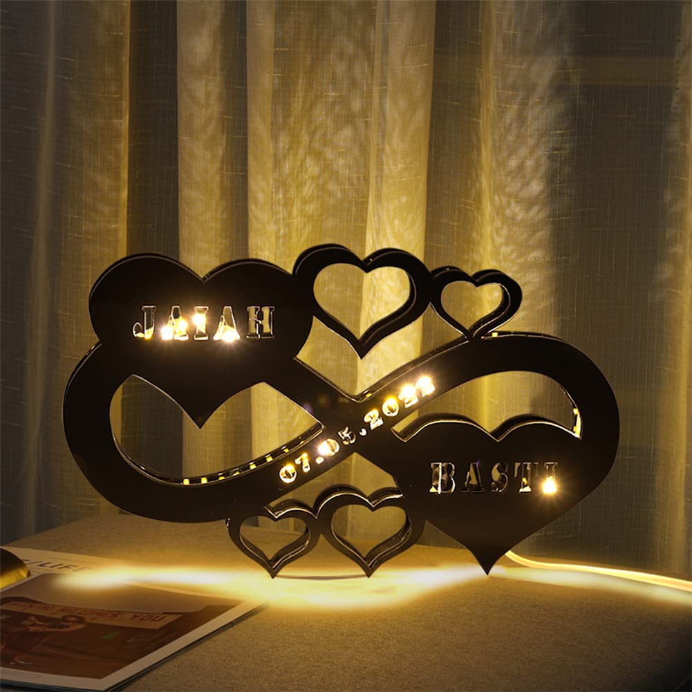 Custom Infinity I Love You LED Night Light - Personalized Wooden Engraved Name Wall Decor for Bedroom | Romantic Anniversary Wedding Gift for Couples | Perfect for Valentine's Day, Home Decor & Romantic Surprises